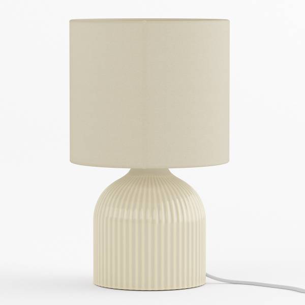 Tischleuchte Uvaro - Frottee / Keramik - 1-flammig - Beige