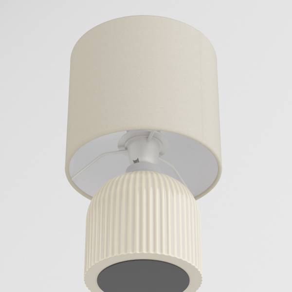 Tischleuchte Uvaro - Frottee / Keramik - 1-flammig - Beige