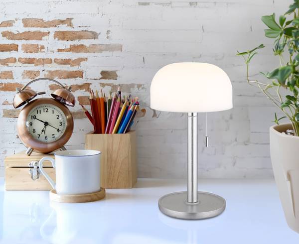 LED-Tischleuchte Norman - Acrylglas / Bambus massiv - 1-flammig - Silber