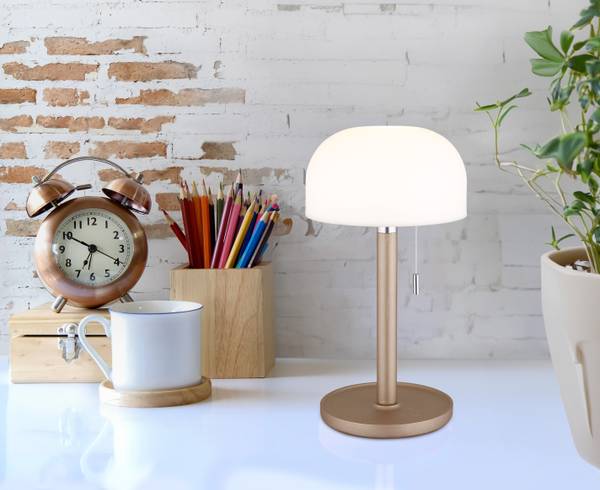 LED-Tischleuchte Norman - Acrylglas / Bambus massiv - 1-flammig - Beige