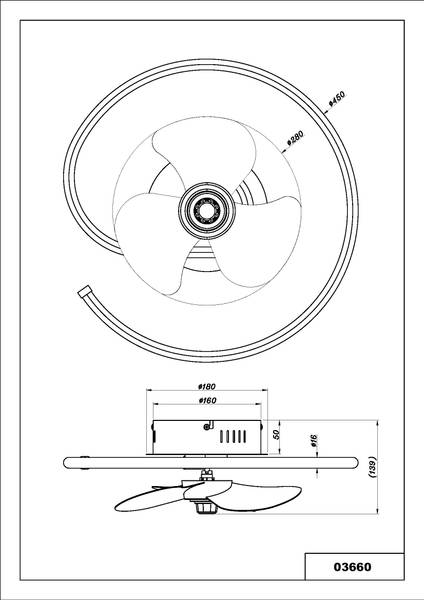 LED-Deckenventilator Koren - Acrylglas / Eisen - 1-flammig