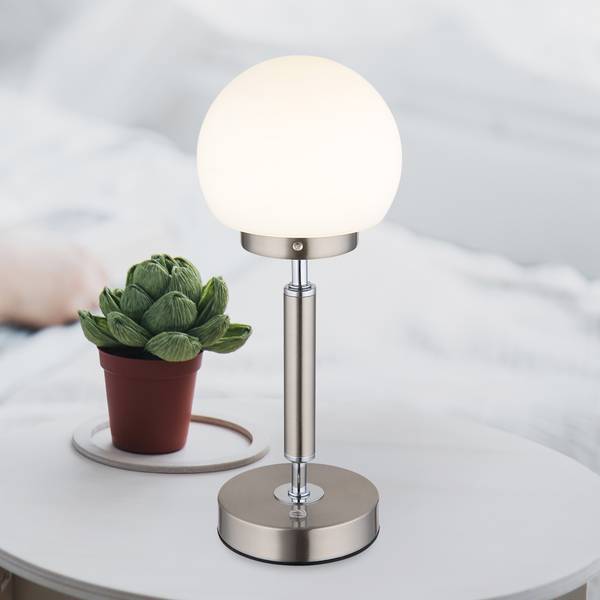LED-Tischleuchte Haku Typ A - Opalglas / Eisen - 1-flammig - Silver White