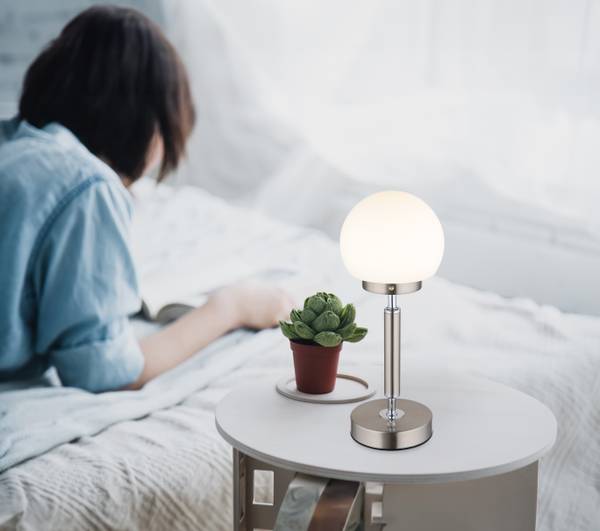 LED-Tischleuchte Haku Typ A - Opalglas / Eisen - 1-flammig - Silver White