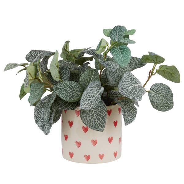 Blumenübertopf HEARTS & FLOWERS - Steingut - Creme