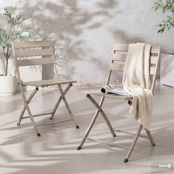 Klappstuhl Kovo 2er-Set - Stahl - Taupe