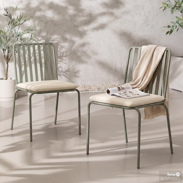 Gartenstuhl Kuna 2er-Set - Stahl - Salbei