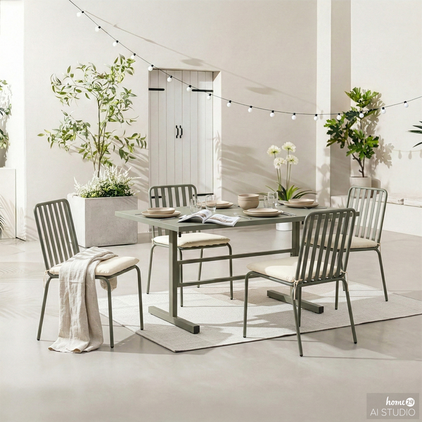 Gartenstuhl Kuna 2er-Set - Stahl - Salbei