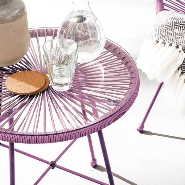 Sitzgruppe Copacabana 3-teilig - Stahl / Polyrattan - Lavendel