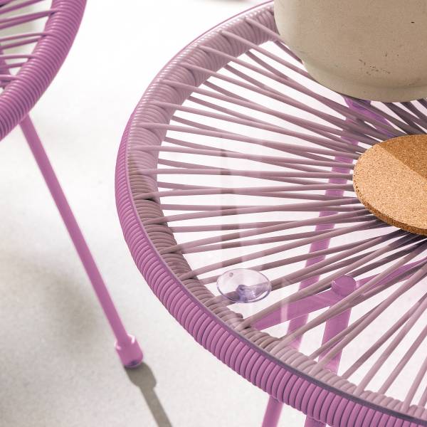 Sitzgruppe Copacabana 3-teilig - Stahl / Polyrattan - Lavendel