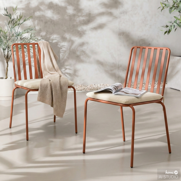 Gartenstuhl Kuna 2er-Set - Stahl - Terracotta