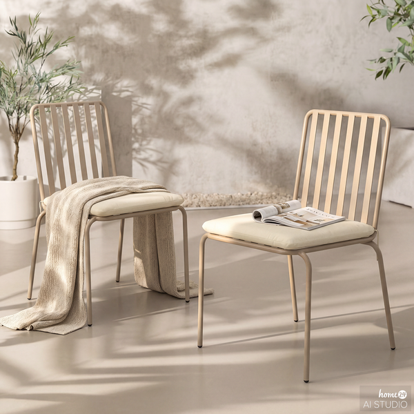 Gartenstuhl Kuna 2er-Set - Stahl - Taupe