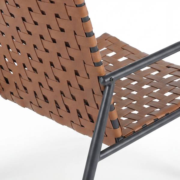 Balkonset Jarda 3-teilig - Stahl / Polyrattan - Schwarz / Braun