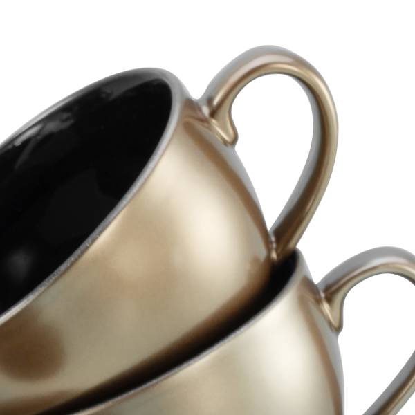 Cappuccinotassen Golden Days - Steinzeug - Schwarz / Gold - 12-teilig