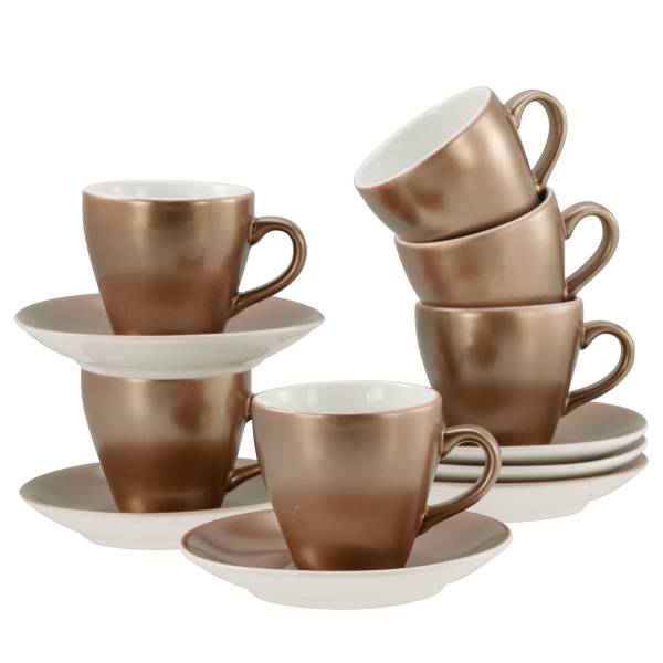 Espressotassen Golden Days - Steinzeug - Weiß / Gold - 12-teilig