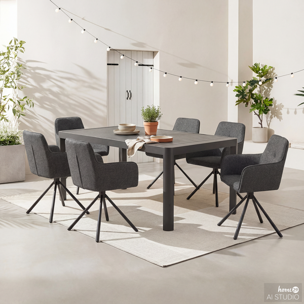Ausziehbarer Gartentisch Yaro - Aluminium - Anthrazit