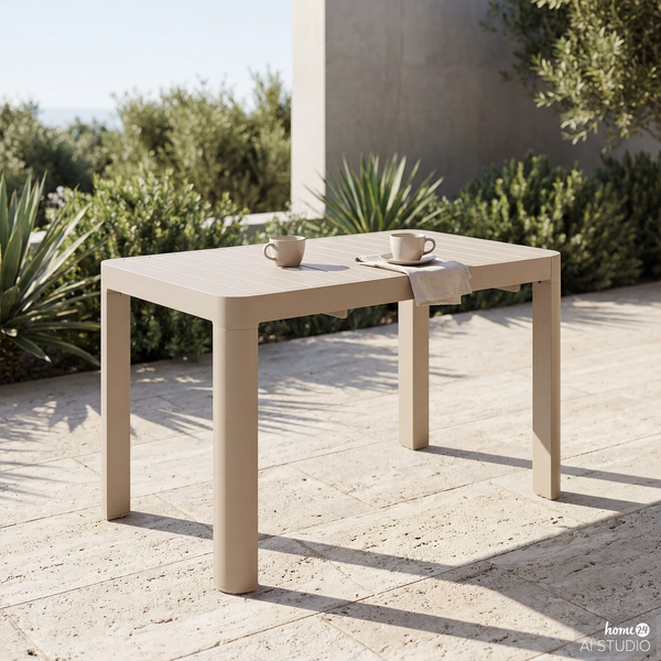 Ausziehbarer Gartentisch Yaro - Aluminium - Beige