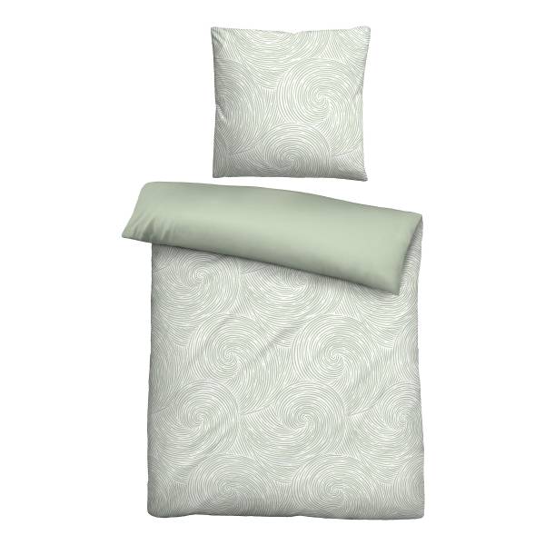 Tencel-Bettwäsche Strudel - Lyocell - Salbei - 135 x 200 cm + Kissen 80 x 80 cm