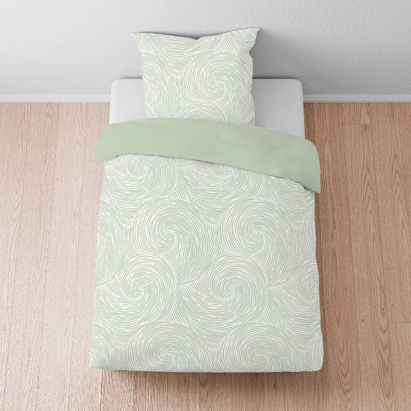 Tencel-Bettwäsche Strudel - Lyocell - Salbei - 135 x 200 cm + Kissen 80 x 80 cm