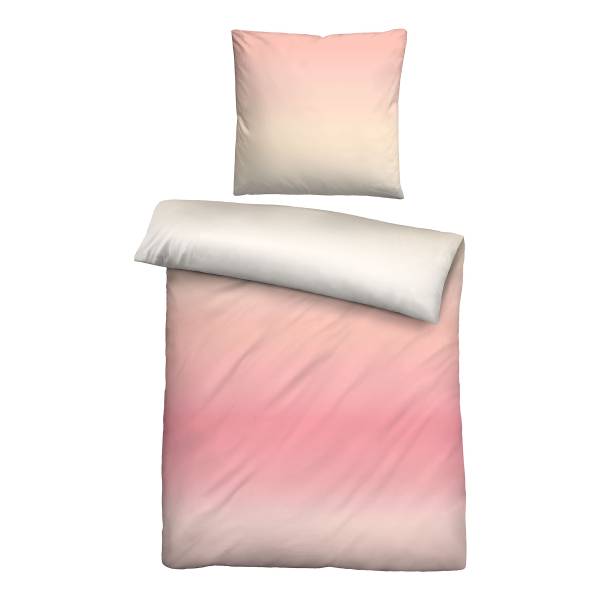 Seersucker-Bettwäsche Farbverlauf - Baumwolle - Koralle - 135 x 200 cm + Kissen 80 x 80 cm