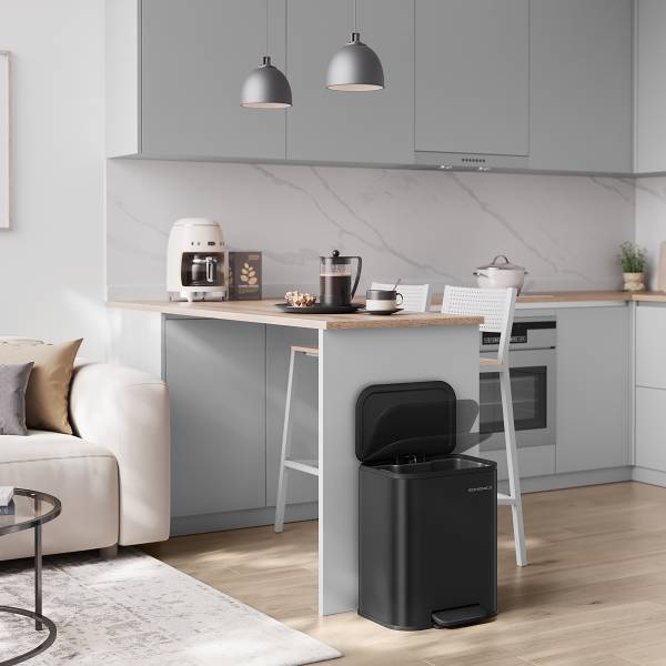 Küchenmülleimer Majma - Stahl pulverbeschichtet / Polypropylen - Schwarz