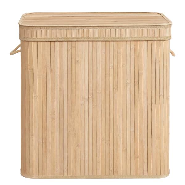 Wäschekorb Kyiro - Bambus / Polyester - Beige / Weiß