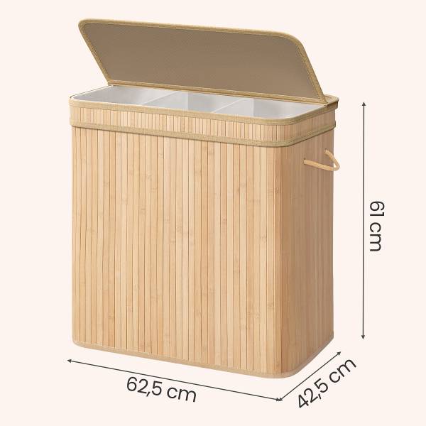 Wäschekorb Kyiro - Bambus / Polyester - Beige / Weiß