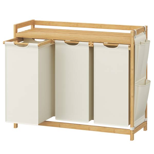 Wäschekorb Kabai - Bambus - Weiß - Breite: 98 cm