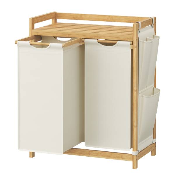 Wäschekorb Kabai - Bambus - Weiß - Breite: 67 cm