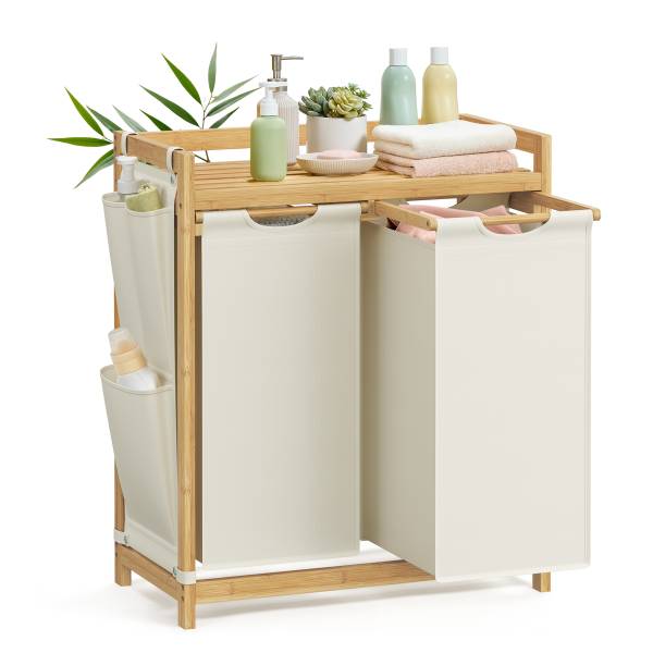 Wäschekorb Kabai - Bambus - Weiß - Breite: 67 cm