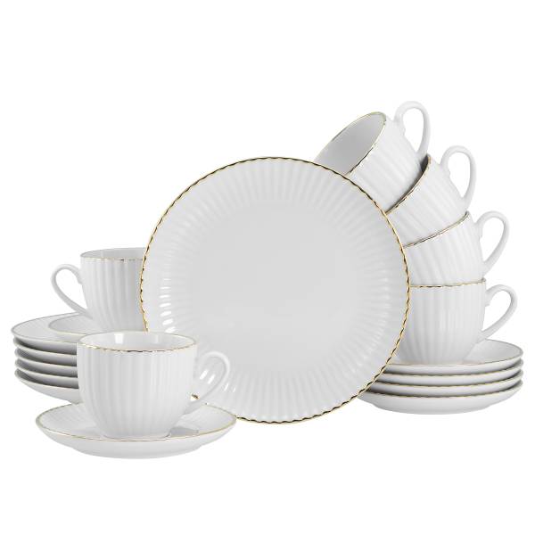 Kaffeeservice Allegra Goldband - Porzellan - Weiß