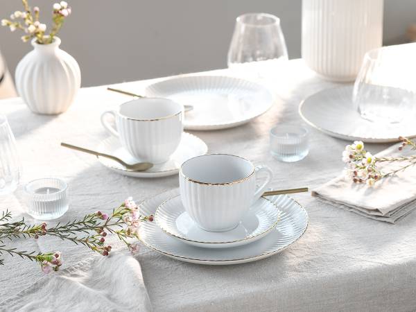 Kaffeeservice Allegra Goldband - Porzellan - Weiß
