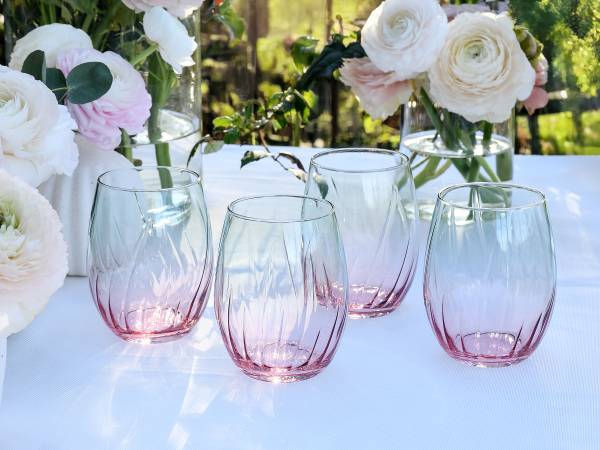 Trinkgläser Spring - Farbglas - Türkis / Rosa