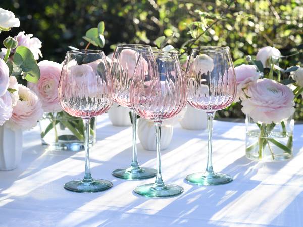 Weingläser Spring - Farbglas - Türkis / Rosa