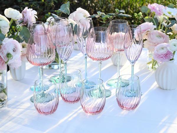 Weingläser Spring - Farbglas - Türkis / Rosa