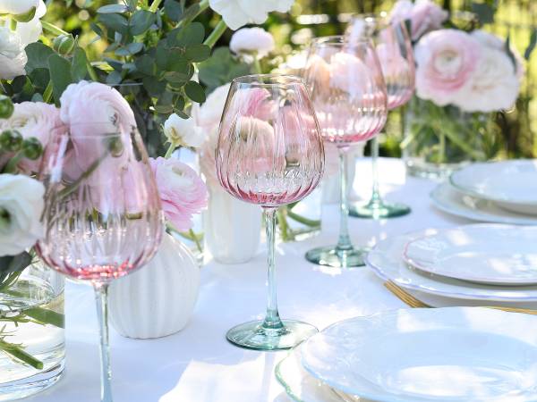 Weingläser Spring - Farbglas - Türkis / Rosa