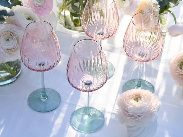 Weingläser Spring - Farbglas - Türkis / Rosa