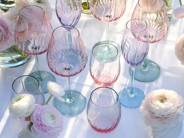 Weingläser Spring - Farbglas - Türkis / Rosa