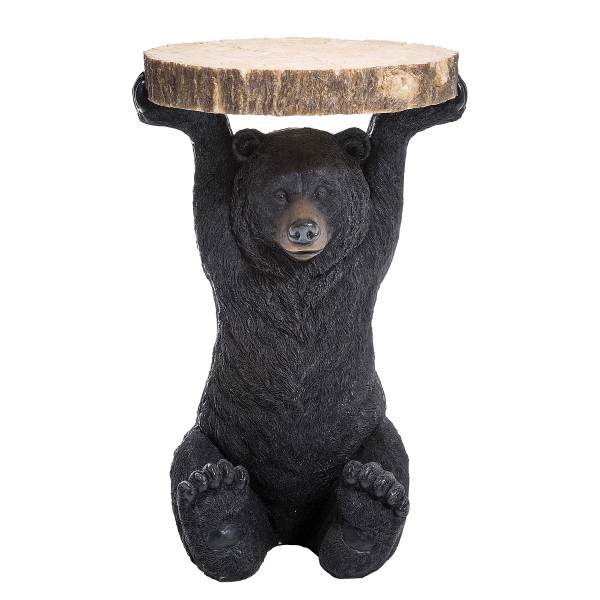 Beistelltisch Animal - Bär - Beige / Schwarz - Durchmesser: 33 cm