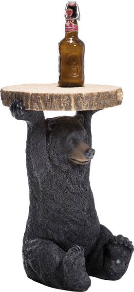 Beistelltisch Animal - Bär - Beige / Schwarz - Durchmesser: 33 cm