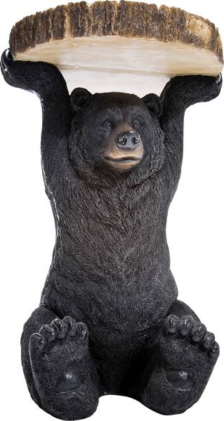Beistelltisch Animal - Bär - Beige / Schwarz - Durchmesser: 33 cm