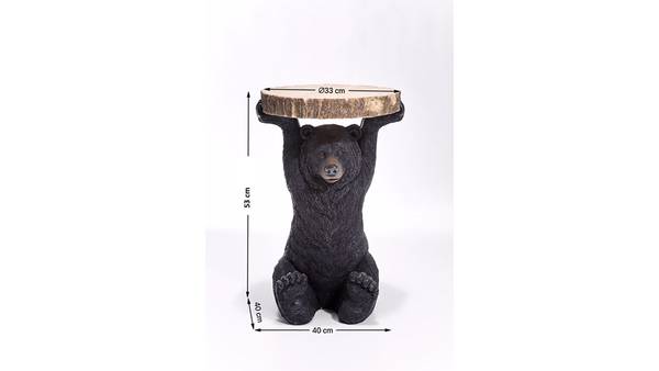 Beistelltisch Animal - Bär - Beige / Schwarz - Durchmesser: 33 cm