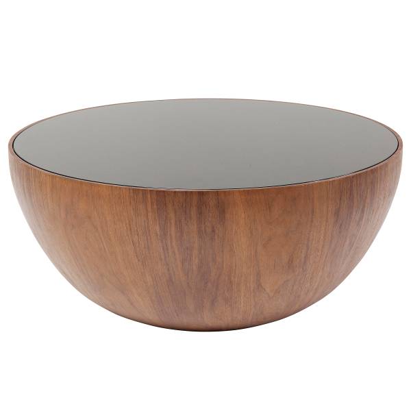 Couchtisch Tear Drops - Glas / Echtholzfurnier - Schwarz / Walnuss
