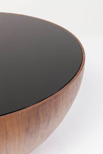 Couchtisch Tear Drops - Glas / Echtholzfurnier - Schwarz / Walnuss