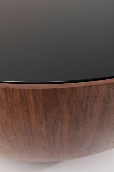 Couchtisch Tear Drops - Glas / Echtholzfurnier - Schwarz / Walnuss