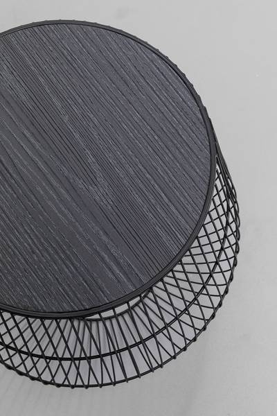 Beistelltisch Beam - Echtholzfurnier / Metall - Esche Schwarz / Schwarz