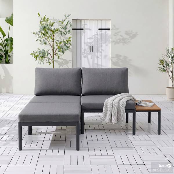 Loungeset Cuva 3-teilig - Aluminium - Grau