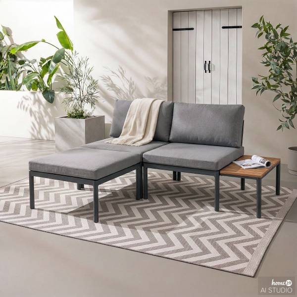 Loungeset Cuva 3-teilig - Aluminium - Grau