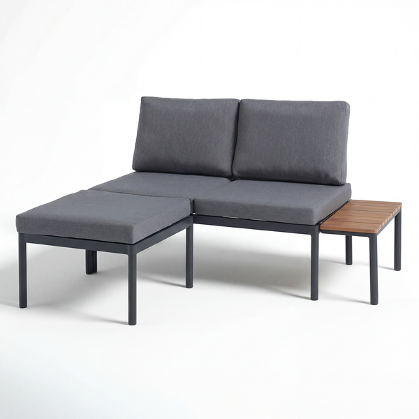 Loungeset Cuva 3-teilig - Aluminium - Grau