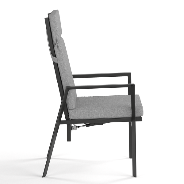 Verstellbarer Gartenstuhl Myluna 2er-Set - Aluminium / Webstoff - Grau
