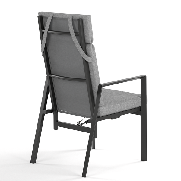 Verstellbarer Gartenstuhl Myluna 2er-Set - Aluminium / Webstoff - Grau